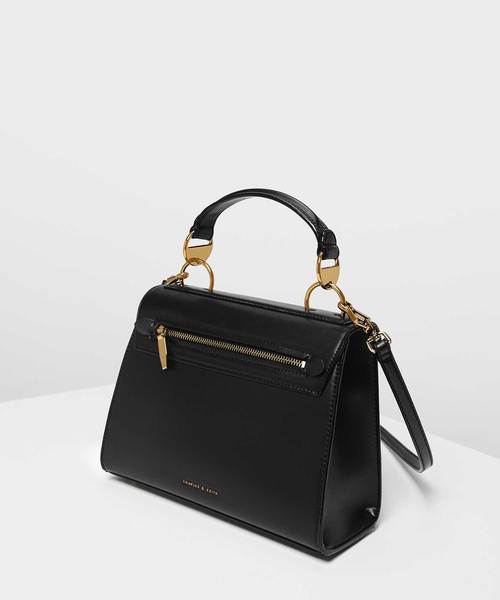 CHARLES & KEITH(チャールズ & キース)の「メタルディテールプッシュロックハンドバッグ / Metal Detail Push-Lock Handbag(ハンドバッグ・レディース・ブラック/マルーン/サックスブルー/スモークピンク・L)」の6枚目の写真