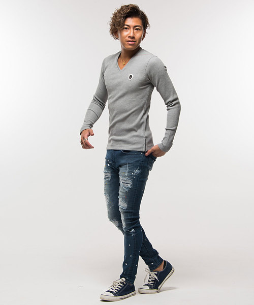 VIOLA rumore サーマルVネック長袖Tシャツ / A91126【*】 VIOLA rumore サーマルVネック長袖Tシャツ / A91126【*】