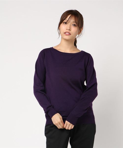 KOBE LETTUCE（コウベレタス）の「選べる2type[ボートネック/Vネック]シンプル長袖ニットトップス＊レディース/セーター/長袖[C3491]神戸レタス（ニット/セーター・レディース・ブラック/ベージュ/パープル/ネイビー/オフホワイト/ボルドー/ホワイト系その他/ブラック系その他/ベージュ系その他/ブルー系その他/パープル系その他/レッド系その他・FREE）」の10枚目の写真