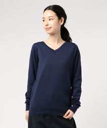 選べる2type[ボートネック/Vネック]シンプル長袖ニットトップス＊レディース/セーター/長袖[C3491]神戸レタス