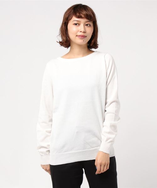 KOBE LETTUCE（コウベレタス）の「選べる2type[ボートネック/Vネック]シンプル長袖ニットトップス＊レディース/セーター/長袖[C3491]神戸レタス（ニット/セーター・レディース・ブラック/ベージュ/パープル/ネイビー/オフホワイト/ボルドー/ホワイト系その他/ブラック系その他/ベージュ系その他/ブルー系その他/パープル系その他/レッド系その他・FREE）」の3枚目の写真