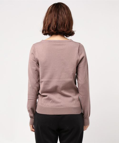 KOBE LETTUCE（コウベレタス）の「選べる2type[ボートネック/Vネック]シンプル長袖ニットトップス＊レディース/セーター/長袖[C3491]神戸レタス（ニット/セーター・レディース・ブラック/ベージュ/パープル/ネイビー/オフホワイト/ボルドー/ホワイト系その他/ブラック系その他/ベージュ系その他/ブルー系その他/パープル系その他/レッド系その他・FREE）」の18枚目の写真