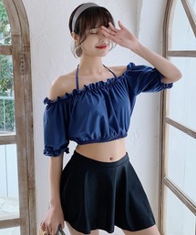 TeddyShop(テディショップ)のレディース 水着体型カバー オフショルダー ビキニ スカート ショートパンツ 4点セット【WEB限定】(水着)