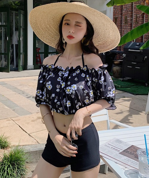 セール】レディース 水着体型カバー オフショルダー ビキニ スカート  