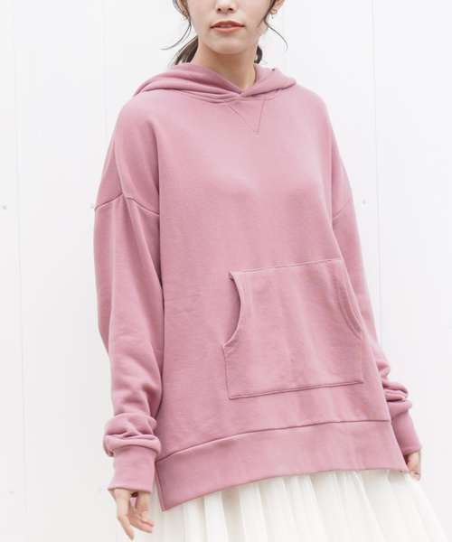 rps（アールピーエス）の「裏毛スリットワイドパーカー（パーカー・レディース・チャコールグレー/ピンク/アイボリー/杢グレー/グレイッシュベージュ・M）」の5枚目の写真