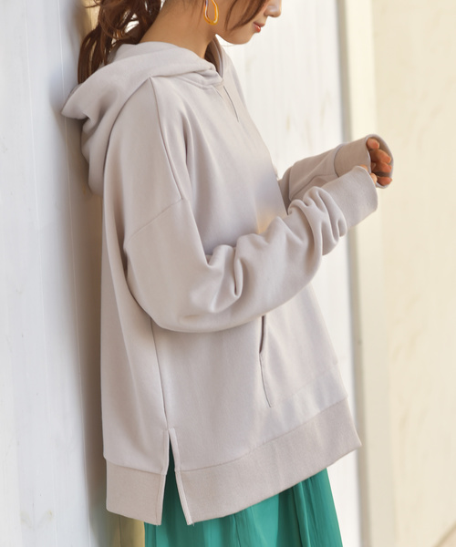 rps（アールピーエス）の「裏毛スリットワイドパーカー（パーカー・レディース・チャコールグレー/ピンク/アイボリー/杢グレー/グレイッシュベージュ・M）」の4枚目の写真