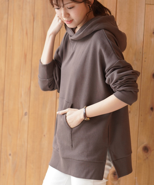 rps（アールピーエス）の「裏毛スリットワイドパーカー（パーカー・レディース・チャコールグレー/ピンク/アイボリー/杢グレー/グレイッシュベージュ・M）」の3枚目の写真