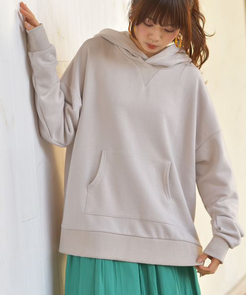 rps（アールピーエス）の「裏毛スリットワイドパーカー（パーカー・レディース・チャコールグレー/ピンク/アイボリー/杢グレー/グレイッシュベージュ・M）」の21枚目の写真