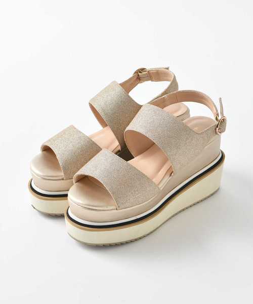 one after another NICE CLAUP（ワンアフターアナザーナイスクラップ）の「ライン入り厚底ヒールサンダル（サンダル・レディース・ブラック/モカ/ゴールド・SMALL/MEDIUM/LARGE）」の18枚目の写真