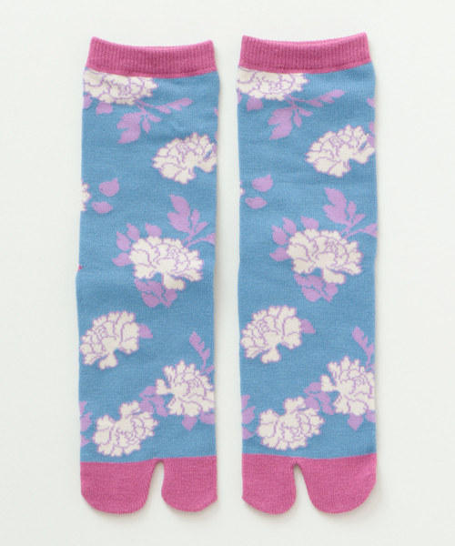 カヤ（カヤ）の「【カヤ】足袋型くつ下23～25cm 白牡丹（ソックス/靴下・レディース・ブルー/レッド/マスタード・FREE）」の2枚目の写真