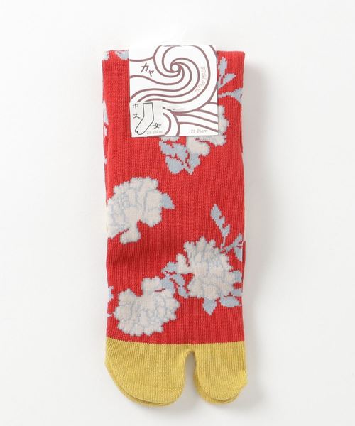 カヤ（カヤ）の「【カヤ】足袋型くつ下23～25cm 白牡丹（ソックス/靴下・レディース・ブルー/レッド/マスタード・FREE）」の6枚目の写真