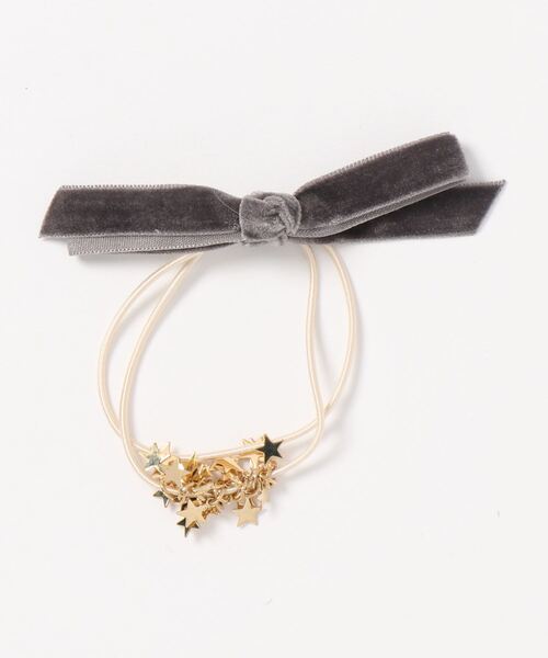 flower(フラワー)の「メテオリボンヘアゴム(ヘアゴム・レディース・カーキ/アイボリー/グレー/ブルー/ブラック/ピンク/ベージュ/パープル/グリーン・FREE)」の4枚目の写真