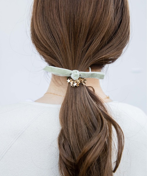 flower(フラワー)の「メテオリボンヘアゴム(ヘアゴム・レディース・カーキ/アイボリー/グレー/ブルー/ブラック/ピンク/ベージュ/パープル/グリーン・FREE)」の16枚目の写真