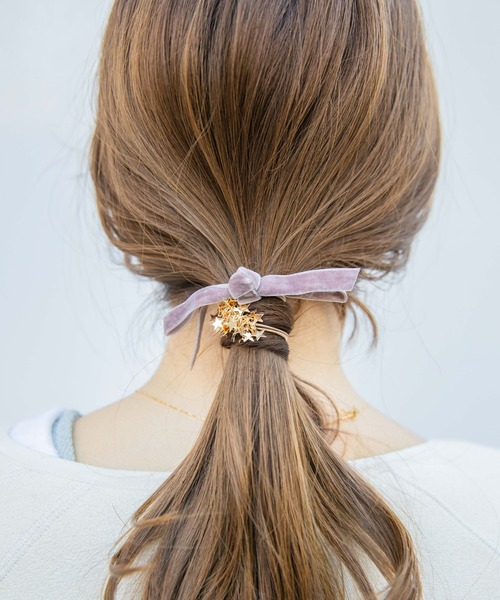 flower(フラワー)の「メテオリボンヘアゴム(ヘアゴム・レディース・カーキ/アイボリー/グレー/ブルー/ブラック/ピンク/ベージュ/パープル/グリーン・FREE)」の17枚目の写真