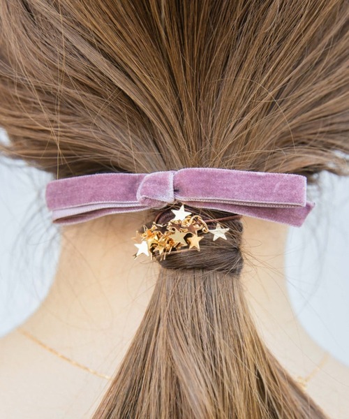 flower(フラワー)の「メテオリボンヘアゴム(ヘアゴム・レディース・カーキ/アイボリー/グレー/ブルー/ブラック/ピンク/ベージュ/パープル/グリーン・FREE)」の19枚目の写真