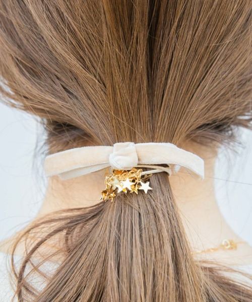 flower(フラワー)の「メテオリボンヘアゴム(ヘアゴム・レディース・カーキ/アイボリー/グレー/ブルー/ブラック/ピンク/ベージュ/パープル/グリーン・FREE)」の20枚目の写真