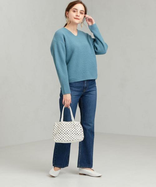 green label relaxing（グリーンレーベルリラクシング）の「[ ハミルトン ] HAMILTON SC カタアゼ Vネック ニット（ニット/セーター・レディース・ブラック/レッド/ナチュラル/モカ/ライトグレー/ターコイズブルー/ネイビー・FREE）」の18枚目の写真