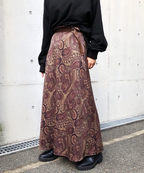 PAGEBOY（ページボーイ）の「ペイズリーAラインスカート（スカート・レディース・ブラック/ダークブラウン・FREE）」の20枚目の写真