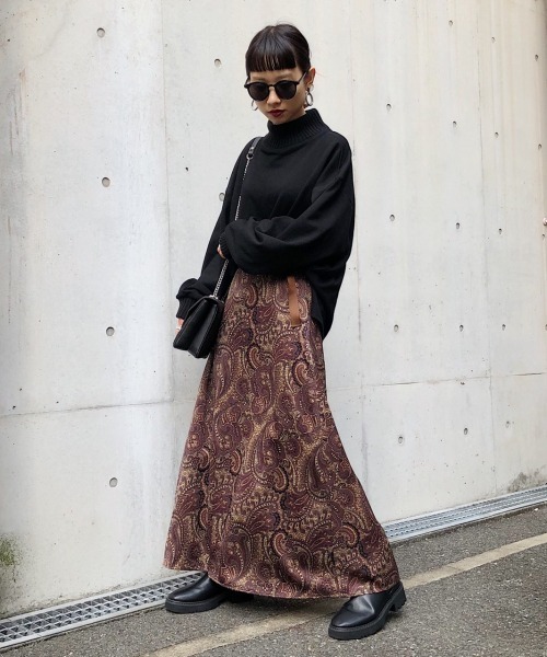 PAGEBOY（ページボーイ）の「ペイズリーAラインスカート（スカート・レディース・ブラック/ダークブラウン・FREE）」の18枚目の写真