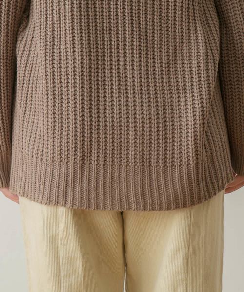 rectangle（レクタングル）の「サイドスリット畦編みＶネックニット（ニット/セーター・レディース・ブラック/ネイビー/ブルー/アイボリー/ボルドー/モカ/杢グレー/ピンク系その他・MEDIUM/LARGE）」の21枚目の写真