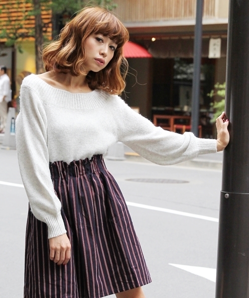 Heather（ヘザー）の「アクリルナイロンオフショルニット　547492（ニット/セーター・レディース・ブラック/ブルー/レッド/グレー系その他/グリーン・FREE）」の3枚目の写真