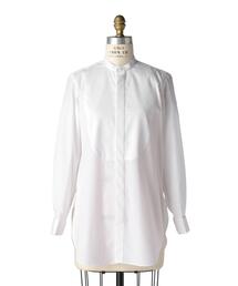 定価4.2万＊Drawer ドゥロワー スタンドカラーロングシャツ 白 36 Drawer（ドゥロワー）の「Drawer スタンドカラーロングシャツ