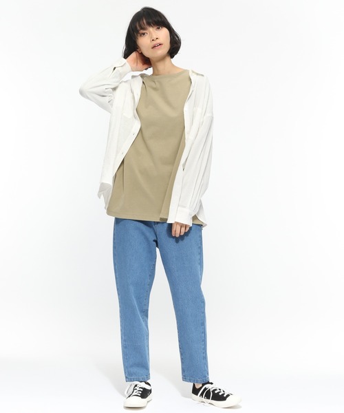 LAKOLE(ラコレ)の「USAコットンBIGロングTシャツ / LAKOLE(Tシャツ/カットソー・レディース・オフホワイト/カーキ/スモーク/ライトベージュ・SMALL/MEDIUM)」の10枚目の写真