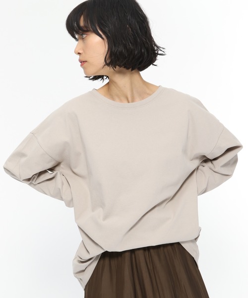 LAKOLE(ラコレ)の「USAコットンBIGロングTシャツ / LAKOLE(Tシャツ/カットソー・レディース・オフホワイト/カーキ/スモーク/ライトベージュ・SMALL/MEDIUM)」の12枚目の写真