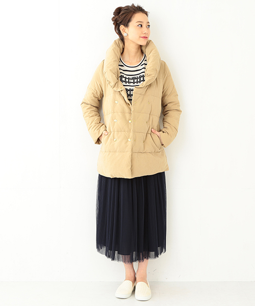 Ray BEAMS（レイビームス）の「Ray BEAMS / ピーチフェイス ショールカラー ダウン（ダウンジャケット/コート・レディース・ブラック/ブラウン系その他/ネイビー・1/0）」の17枚目の写真