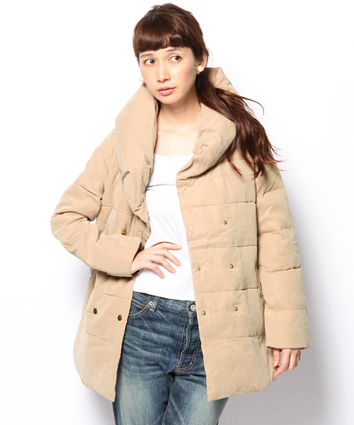 Ray BEAMS（レイビームス）の「Ray BEAMS / ピーチフェイス ショールカラー ダウン（ダウンジャケット/コート・レディース・ブラック/ブラウン系その他/ネイビー・1/0）」の9枚目の写真