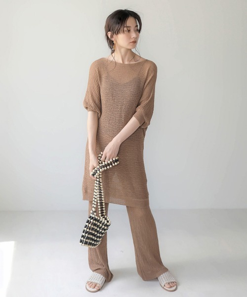 Bab（バブ）の「【WEB限定】サマーニットセットアップ（チュニック・レディース・ブラック/ベージュ/ブラウン・38）」の3枚目の写真