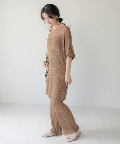 Bab（バブ）の「【WEB限定】サマーニットセットアップ（チュニック・レディース・ブラック/ベージュ/ブラウン・38）」の6枚目の写真