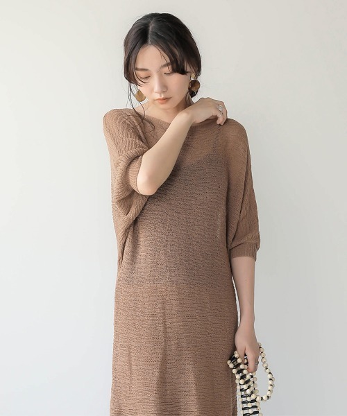 Bab（バブ）の「【WEB限定】サマーニットセットアップ（チュニック・レディース・ブラック/ベージュ/ブラウン・38）」の10枚目の写真