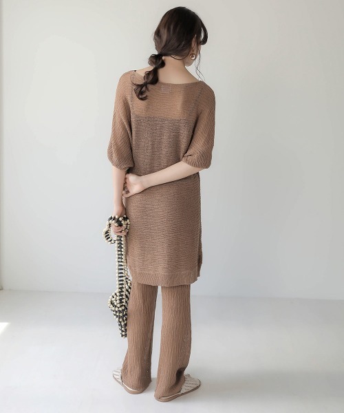 Bab（バブ）の「【WEB限定】サマーニットセットアップ（チュニック・レディース・ブラック/ベージュ/ブラウン・38）」の13枚目の写真