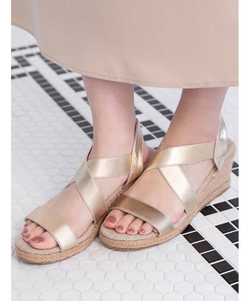 fifth（フィフス）の「ウエッジソールクロスゴムサンダル（サンダル・レディース・ブラック/ベージュ/ライトカーキ/ゴールド・23.5cm/24.5cm/23.0cm/24.0cm/25.0cm/22.5㎝/22.5cm）」の9枚目の写真