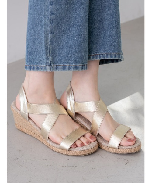 fifth（フィフス）の「ウエッジソールクロスゴムサンダル（サンダル・レディース・ブラック/ベージュ/ライトカーキ/ゴールド・23.5cm/24.5cm/23.0cm/24.0cm/25.0cm/22.5㎝/22.5cm）」の12枚目の写真