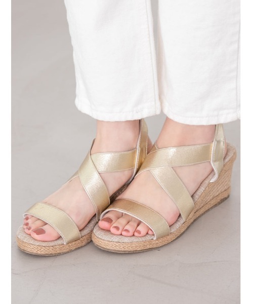 fifth（フィフス）の「ウエッジソールクロスゴムサンダル（サンダル・レディース・ブラック/ベージュ/ライトカーキ/ゴールド・23.5cm/24.5cm/23.0cm/24.0cm/25.0cm/22.5㎝/22.5cm）」の15枚目の写真