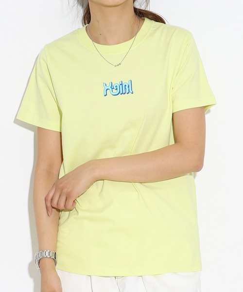 X-girl（エックスガール）の「CURVE LOGO S/S REGULAR TEE（Tシャツ/カットソー・レディース・ホワイト/イエロー/ブラック/アッシュ/ライトブルー/グリーン/ピンク・1/2）」の7枚目の写真