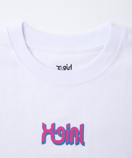 X-girl（エックスガール）の「CURVE LOGO S/S REGULAR TEE（Tシャツ/カットソー・レディース・ホワイト/イエロー/ブラック/アッシュ/ライトブルー/グリーン/ピンク・1/2）」の8枚目の写真