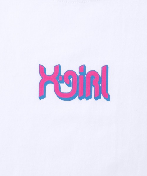 X-girl（エックスガール）の「CURVE LOGO S/S REGULAR TEE（Tシャツ/カットソー・レディース・ホワイト/イエロー/ブラック/アッシュ/ライトブルー/グリーン/ピンク・1/2）」の9枚目の写真