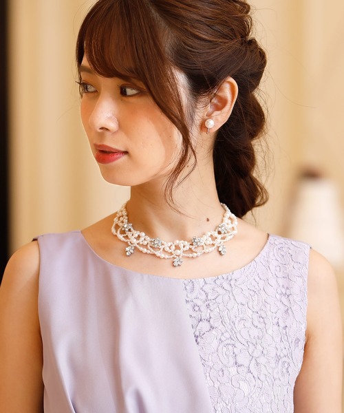PourVous（プールヴー）の「パール&ビジューネックレス 結婚式 同窓会 オケージョン お呼ばれ （ネックレス・レディース・シルバー/ゴールド・FREE）」の13枚目の写真