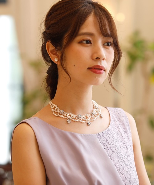 PourVous（プールヴー）の「パール&ビジューネックレス 結婚式 同窓会 オケージョン お呼ばれ （ネックレス・レディース・シルバー/ゴールド・FREE）」の12枚目の写真