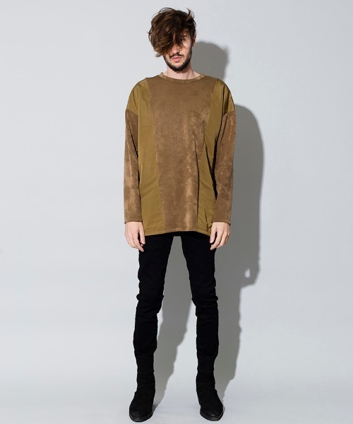 NO ID.（ノーアイディ）の「mlt2996-ボンディングスウェット切替Ｃ－Ｎ－ＢＩＧプルオーバー（Tシャツ/カットソー・メンズ・ベージュ/カーキ/ネイビー/ブラック・ONE SIZE）」の17枚目の写真