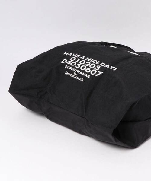 SUPERTHANKS（スーパーサンクス）の「《SUPERTHANKS》HAVE A NICE DAY! ECO BAG（エコバッグ/サブバッグ・レディース・ブラック/ホワイト・FREE）」の9枚目の写真
