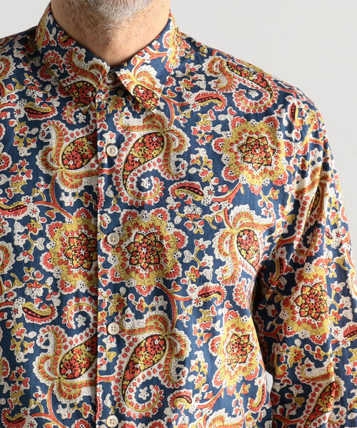 SOULEIADO（ソレイアード）の「スーピマコットンプリント レギュラーカラーシャツ  NAVY OFF（シャツ/ブラウス・メンズ・ベージュ系その他2/ブルー系その他3・6/5/XS/4）」の13枚目の写真