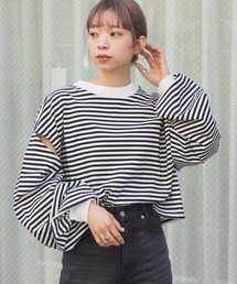 スリットデザインモックネックロンT