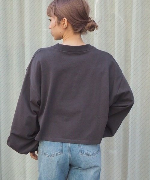 tiptop(ティップトップ)の「スリットデザインモックネックロンT(Tシャツ/カットソー・レディース・オフホワイト/グリーン/スミクロ/A/ダークブルー・FREE)」の12枚目の写真