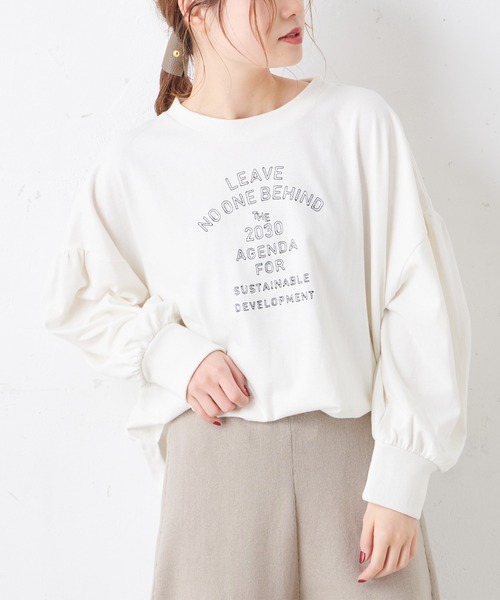 PUAL CE CIN(ピュアルセシン)の「エンボスロゴトート付きロゴ刺繍プルオーバー(Tシャツ/カットソー・レディース・ブラック/ホワイト/オリーブ・FREE)」の5枚目の写真
