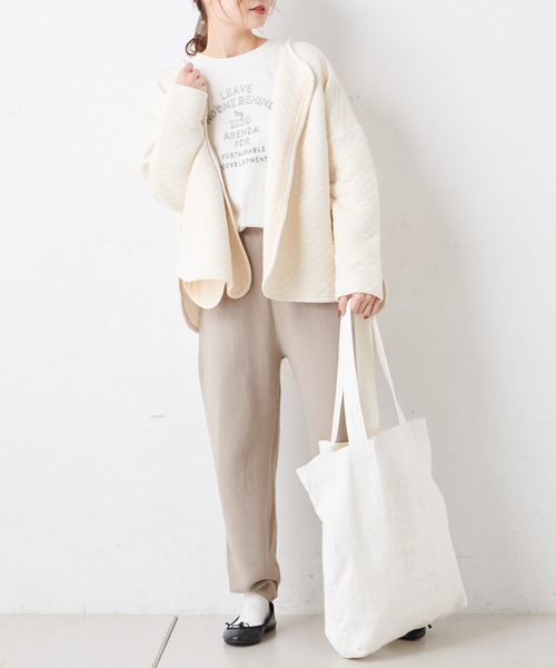 PUAL CE CIN(ピュアルセシン)の「エンボスロゴトート付きロゴ刺繍プルオーバー(Tシャツ/カットソー・レディース・ブラック/ホワイト/オリーブ・FREE)」の9枚目の写真
