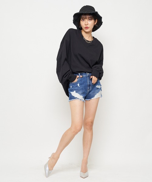 SPIRALGIRL(スパイラルガール)の「クラシックアートロングスリーブTシャツ(Tシャツ/カットソー・レディース・ブラック/オフホワイト/ブルー・FREE)」の8枚目の写真